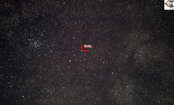 Ανοικτό σμήνος M23 και αστεροειδής Εστία(ευρύ πεδίο)